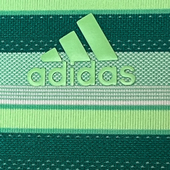 EUC Adidas ClimaCool Multi Green Stripe Golf Polo Mens Size XL Micro Vented - Picture 4 of 5